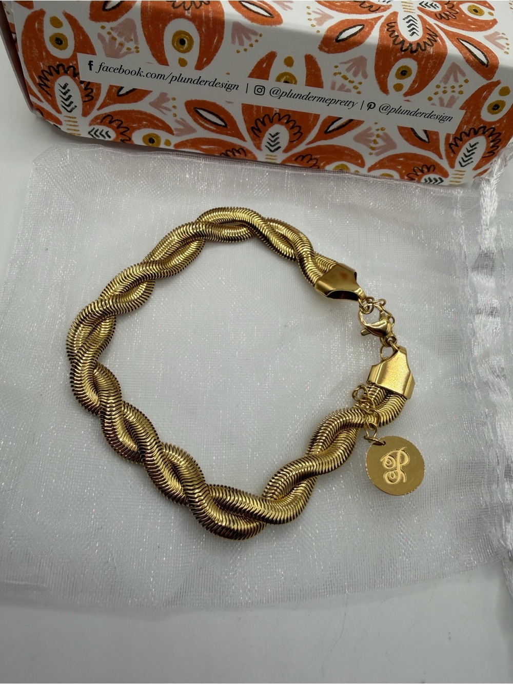 Plunder Cara Gold Twisted Rope Charm Bracelet